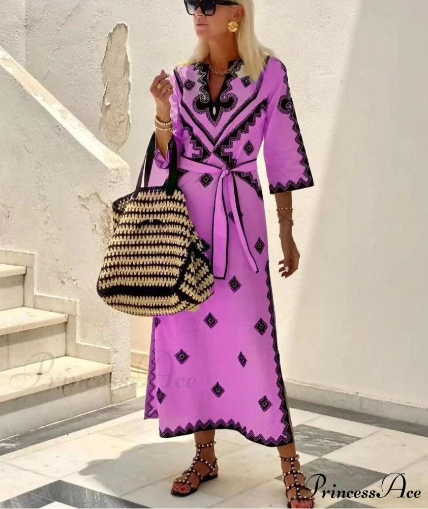 Fall Aromatic Hemp A-line Boho Dress Rose Red / S bohodress-250126