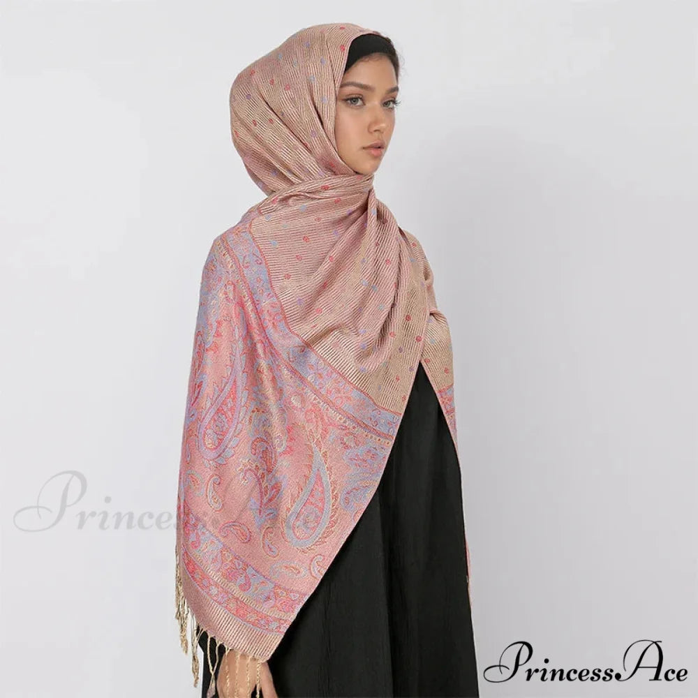 Fall Cashmere Pashmina Wrap Scarf pink scarf-241228