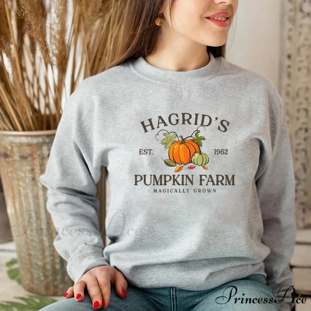 Fall Festive Pumpkin Cozy Warm Hoodie GRAY / S Sweatshirts & Hoodies-L