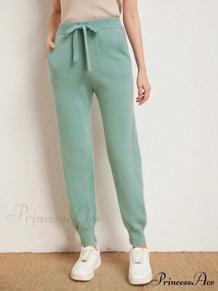 Fall New Solid Wide Pit Stripe Casual Knitted Wide-Legged Streetwear Pants Blue / M