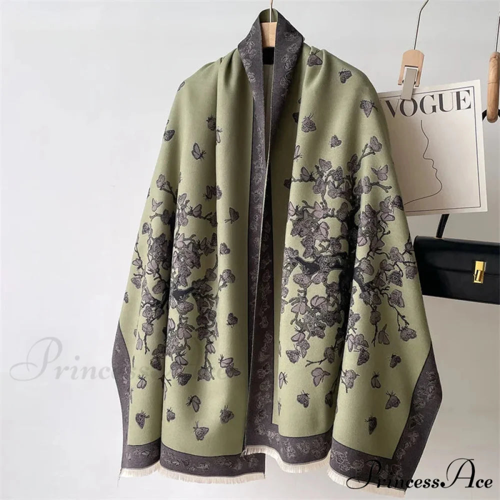 Fall Pashmina Cashmere Scarf green scarf-241228