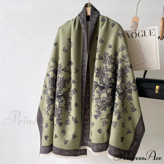 Fall Pashmina Cashmere Scarf green scarf-241228