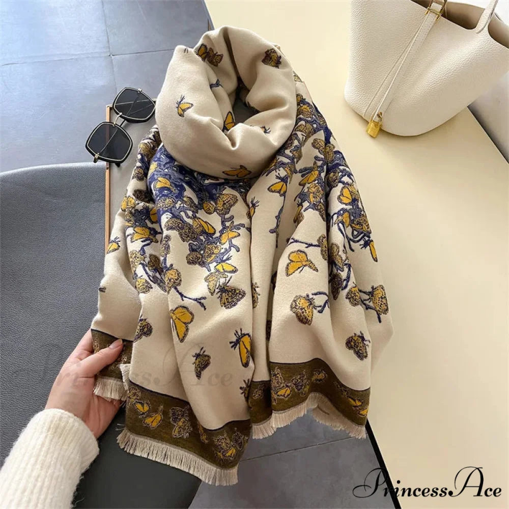 Fall Pashmina Cashmere Scarf white 1 scarf-241228