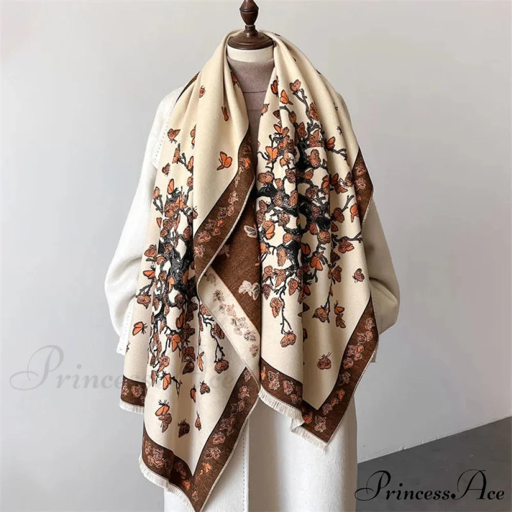 Fall Pashmina Cashmere Scarf white scarf-241228