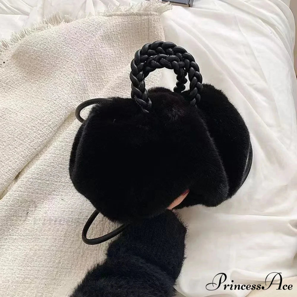 Fall Winter Artificial Fur Folded Stylish Crossbody Shoulder Purse Modified Title: Fall Winter Artificial Fur Folded