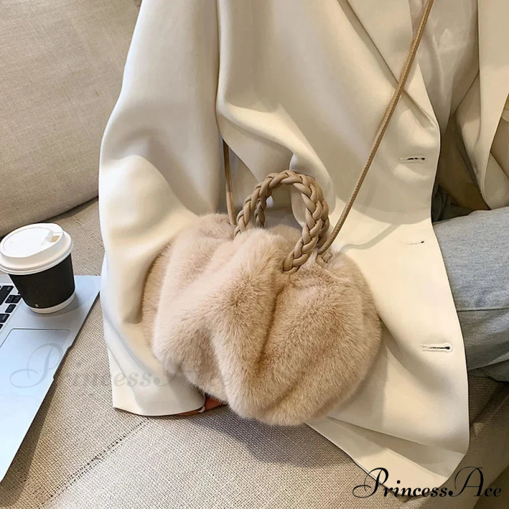 Fall Winter Artificial Fur Folded Stylish Crossbody Shoulder Purse Modified Title: Fall Winter Artificial Fur Folded