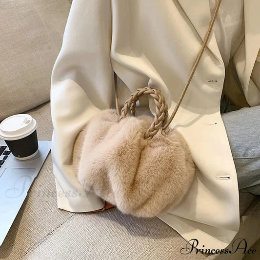 Fall Winter Artificial Fur Folded Stylish Crossbody Shoulder Purse Modified Title: Fall Winter Artificial Fur Folded