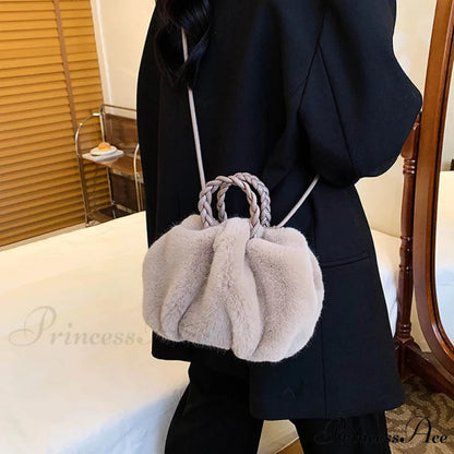 Fall Winter Artificial Fur Folded Stylish Crossbody Shoulder Purse Modified Title: Fall Winter Artificial Fur Folded