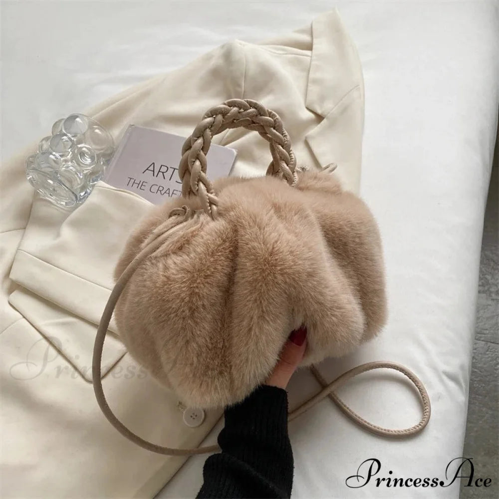 Fall Winter Artificial Fur Folded Stylish Crossbody Shoulder Purse Modified Title: Fall Winter Artificial Fur Folded