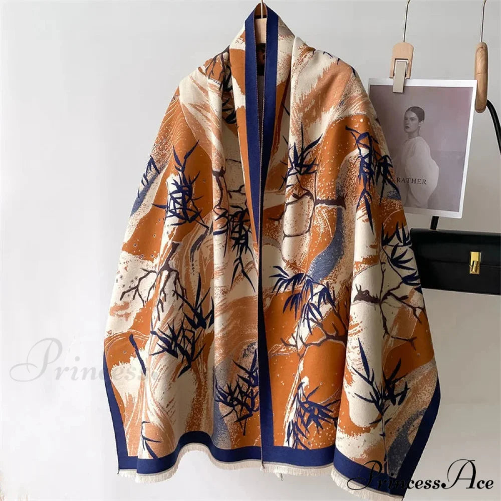 Fall Winter Cashmere Blanket Scarf red scarf-241228