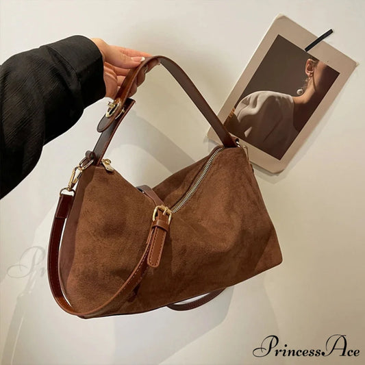 Fall Winter Dull Suede Cattle Leather Purse handbag-250126