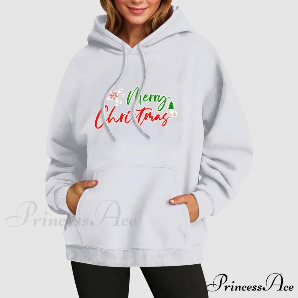 Fall Winter Funny Cute Kangaroo Pocket Long Sleeve Girl’s Christmas Hoodie White / S Christmas Hoodies-L