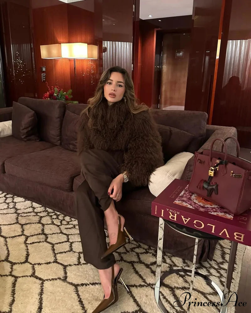 Fall Winter Soft Long Sleeve Jacket Brown / S coats-241228