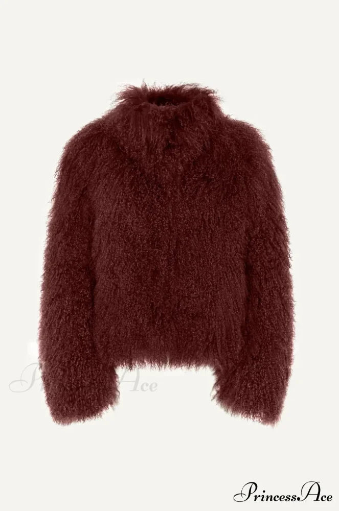 Fall Winter Soft Long Sleeve Jacket reddish brown / S coats-241228