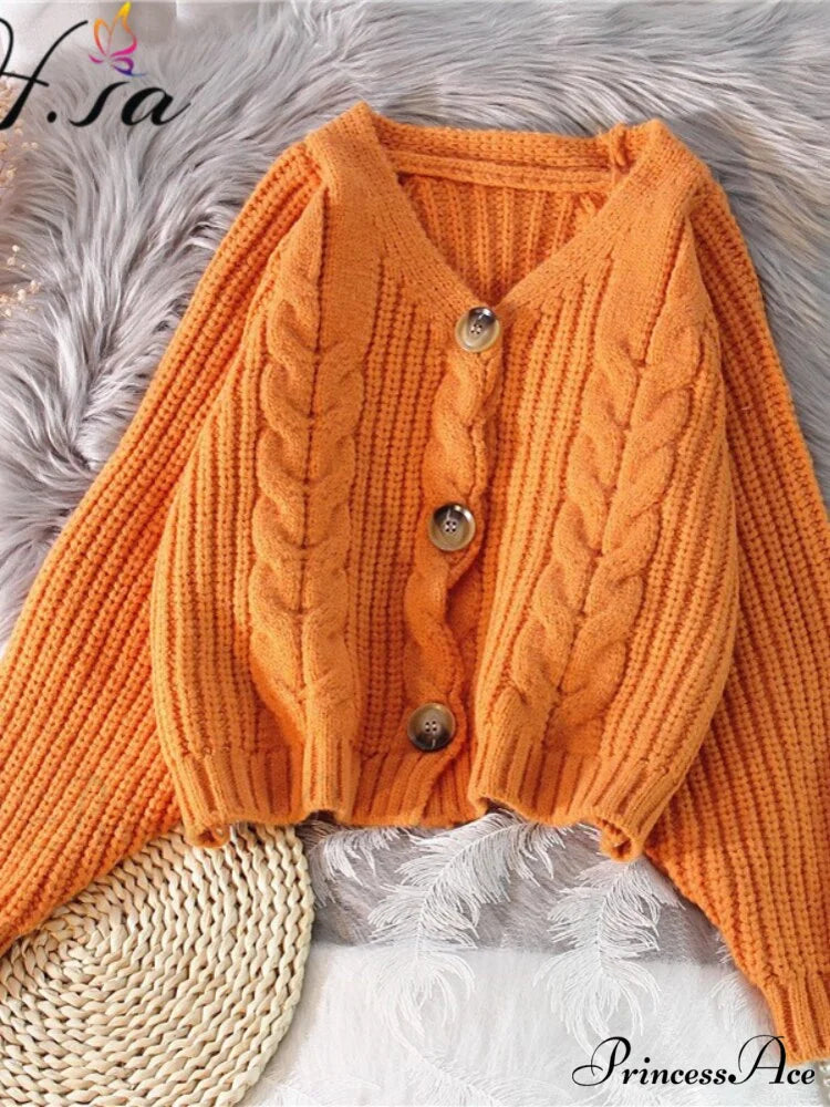 Fall Winter Twsied Cardigan LM19186-A Orange / One Size