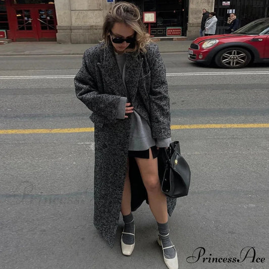 False Fur Lace-Up Patchwork Overcoat dark gray / S overcoats-241228