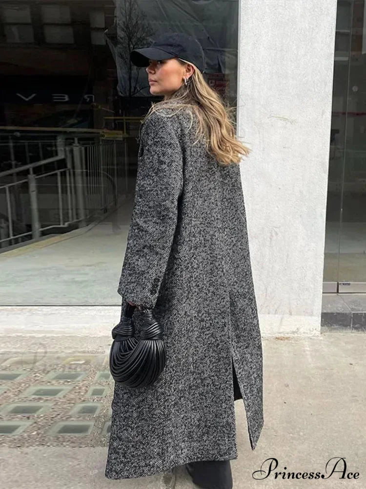 False Fur Lace-Up Patchwork Overcoat overcoats-241228