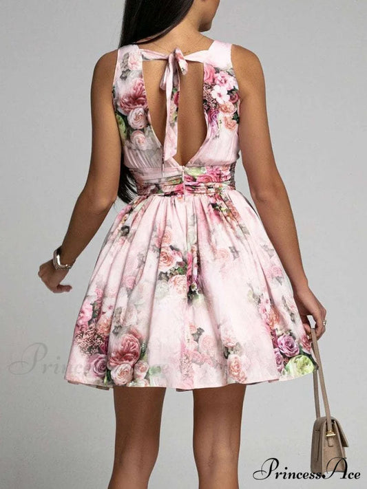 Fashion Backless Lace Trendy Up Waist Party Dress