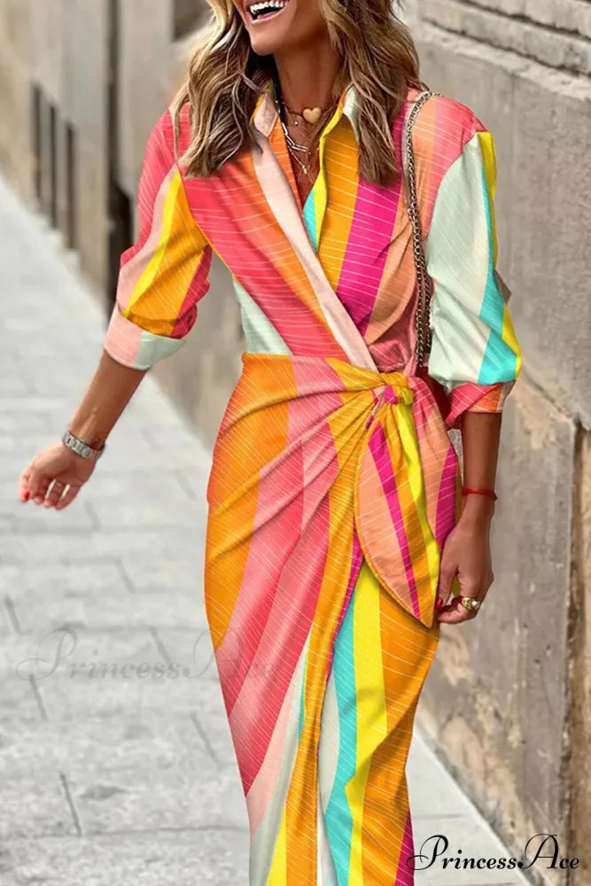 Fashion Blouse Patchwork Gown (9 Design colors) Tangerine Red / S