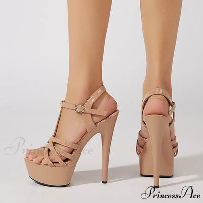 Fashion Buckle Strap Women Platform High Heels Sandals Peep Toe Party Nightclub Stripper Pole Dance Shoes Stilettos