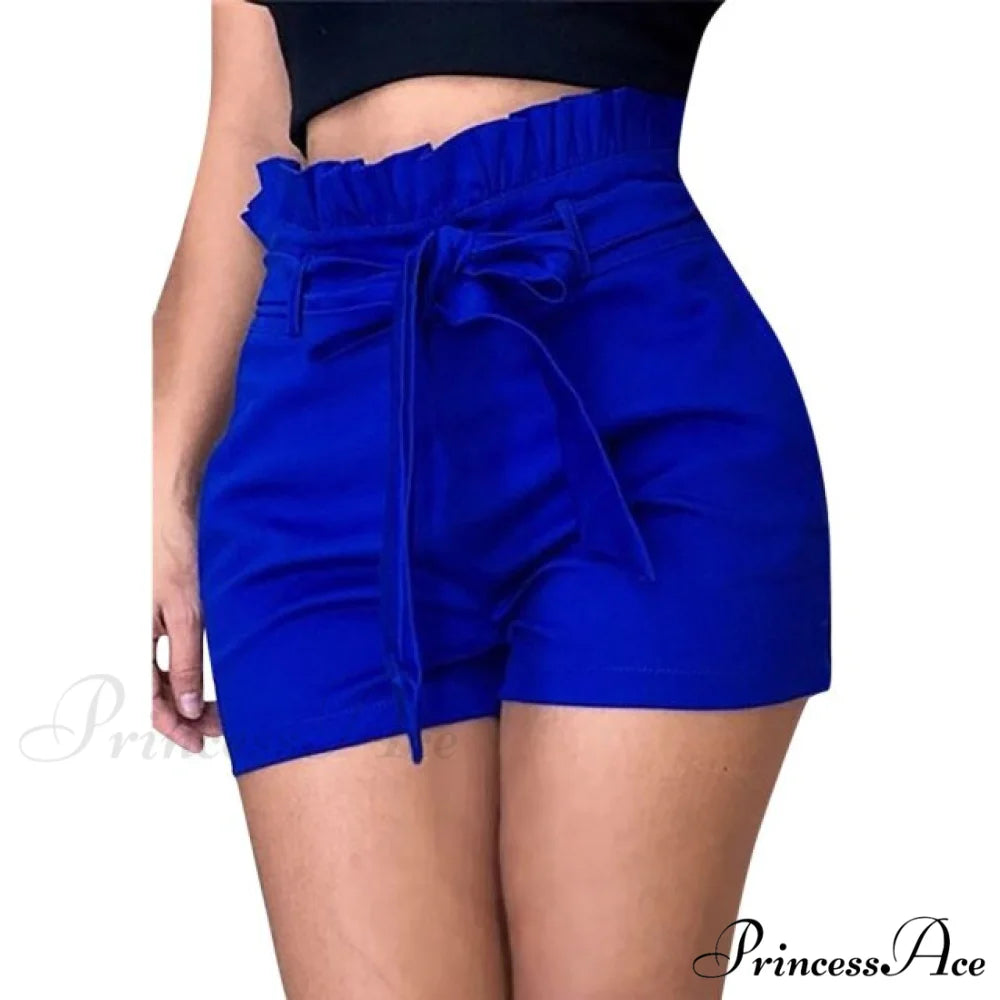 Fashion Casual Cotton Solid Colors Shorts Blue / L