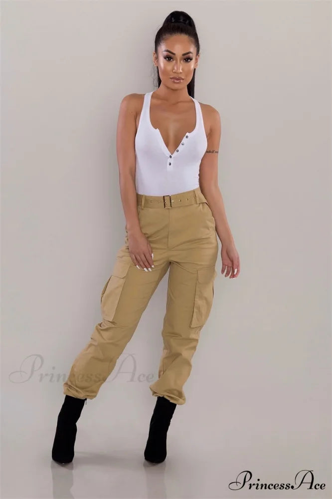 Fashion Casual Jogger Capris Pants long khaki / S