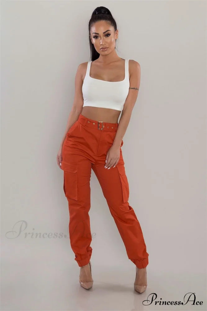 Fashion Casual Jogger Capris Pants long red / S