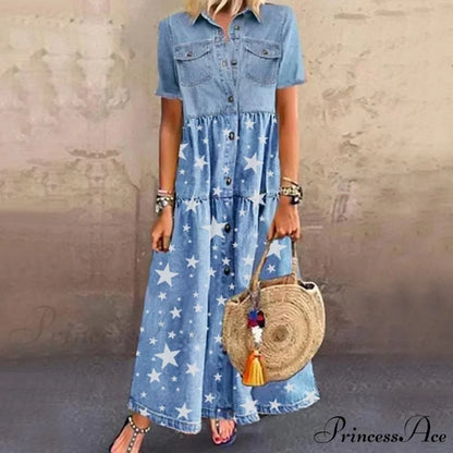 Fashion Casual Splicing Cardigan Vintage Long Dress