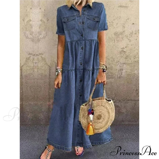 Fashion Casual Splicing Cardigan Vintage Long Dress