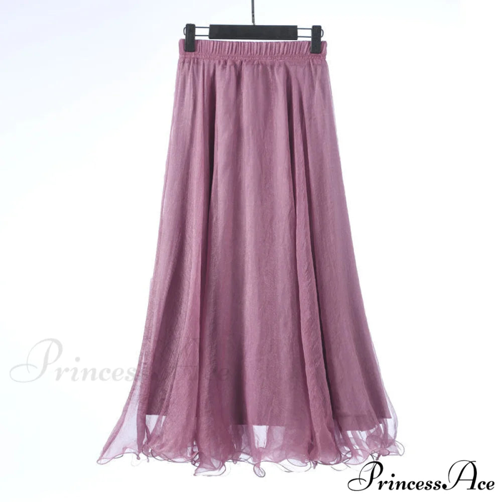 Fashion Chiffon Long Skirts Purple 2 / 80CM Length