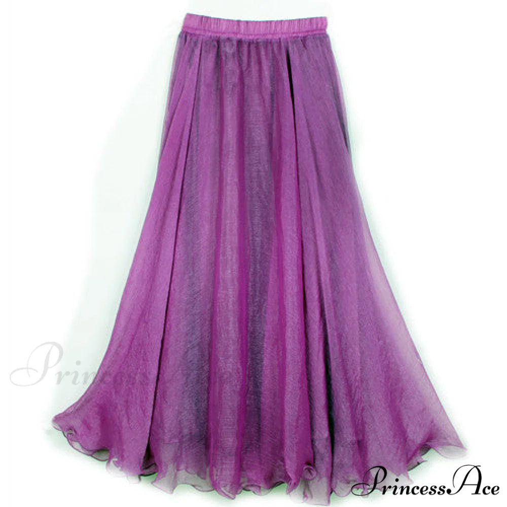 Fashion Chiffon Long Skirts purple / 80CM Length