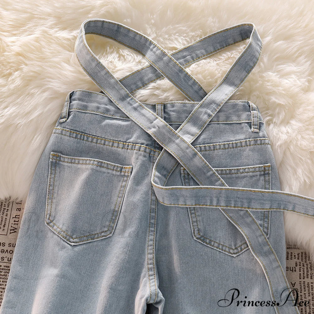 Fashion Cotton Cross Belt Jeans
