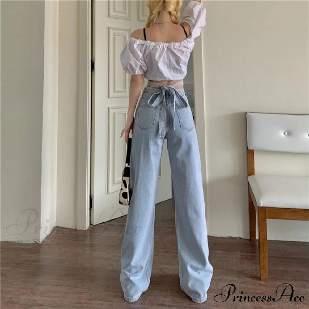 Fashion Cotton Cross Belt Jeans