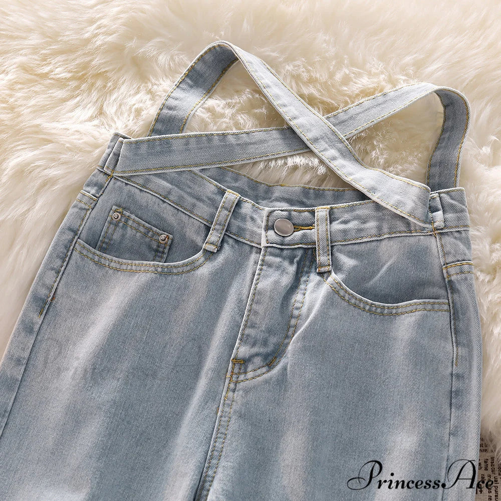 Fashion Cotton Cross Belt Jeans