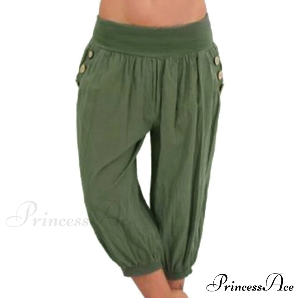 Fashion Cotton Linen Shorts army green / XL