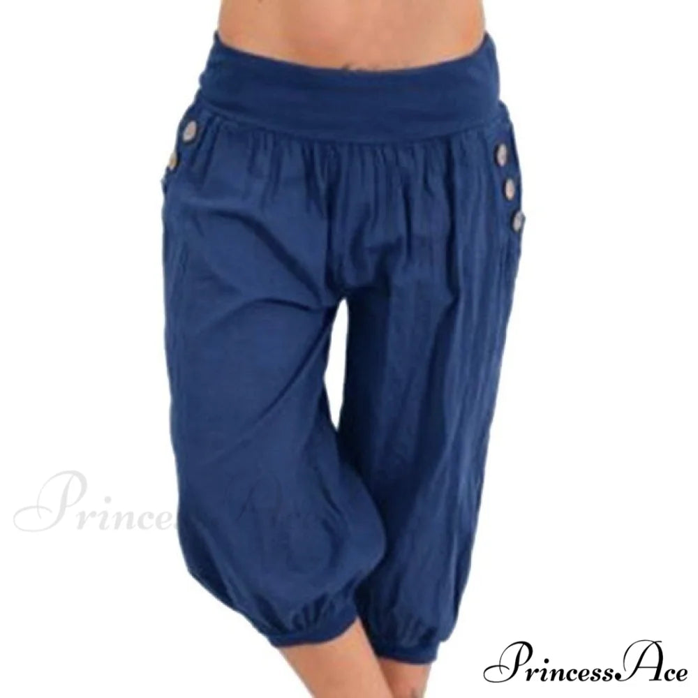 Fashion Cotton Linen Shorts navy / XL