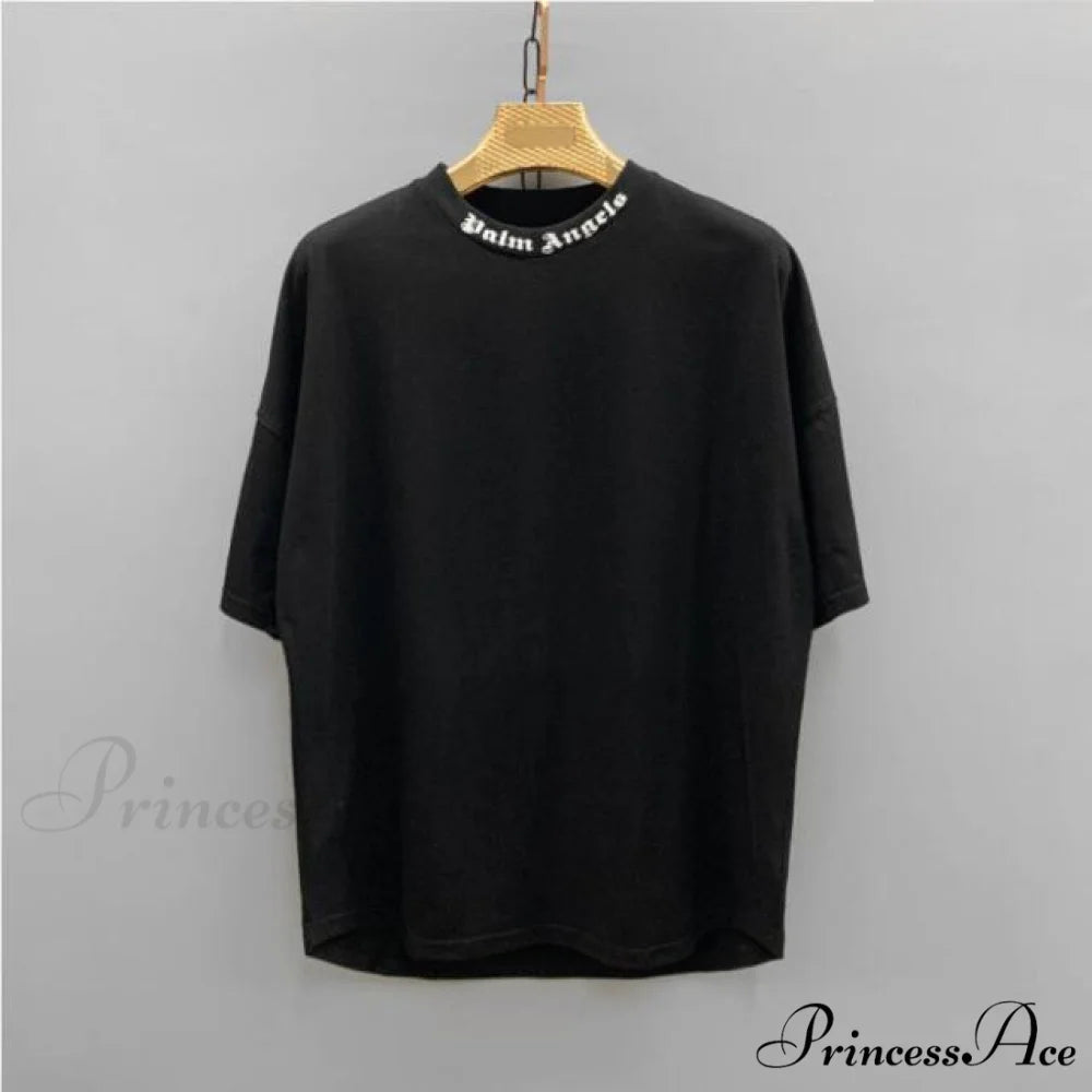 Fashion Cotton Short Sleeve Round Neck T-shirt black / S
