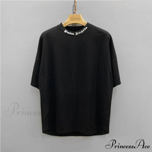 Fashion Cotton Short Sleeve Round Neck T-shirt black / S