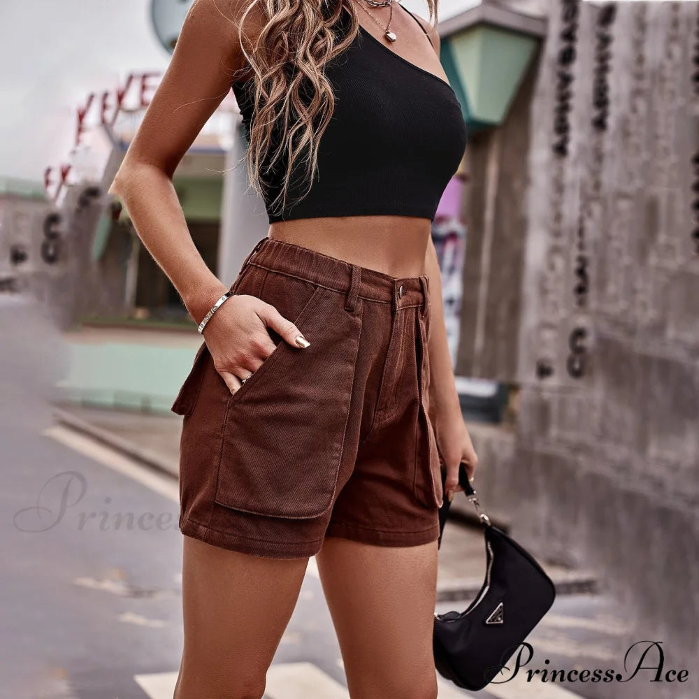 Fashion Denim Shorts Elastic Waist American Style