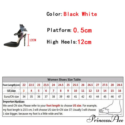 Fashion Design Butterfly Ankle Strap Women Pumps Mules Sandals Pointed Toe 12CM Stiletto High Heels Party Prom Shoes