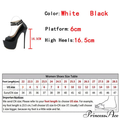 Fashion Design Double Buckle Strap Platform Sandals Women Pumps Peep Toe 16.5CM High Heels Stripper Shoes White