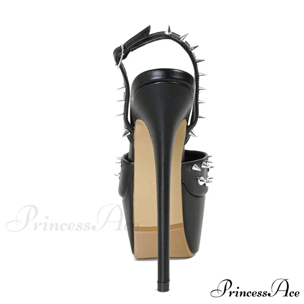 Fashion Design Metal Rivet Back Buckle Strap Platform Sandals Women Wedding Banquet Shoe Peep Toe Stripper High Heels