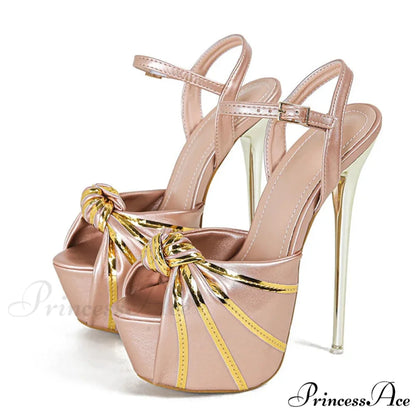 Fashion Design Pleated Leather Open Toe Extreme High Heels Stripper Pole Dance Shoes Summer Platform Sandals Women