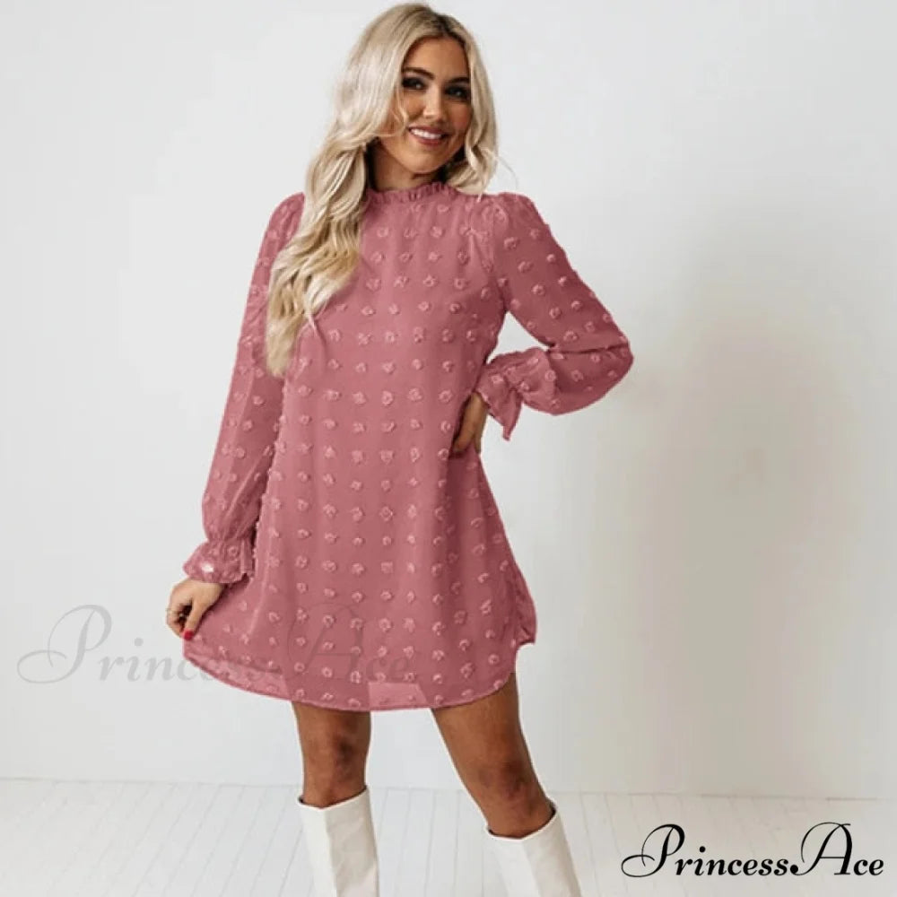 Fashion Dot Pom Pom Dress New Loose Casual Dress Beans Sand / S