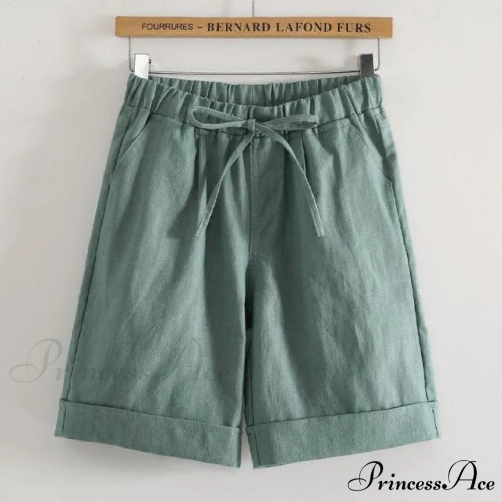 Fashion Elastic Waist Loose Shorts Green / XXL