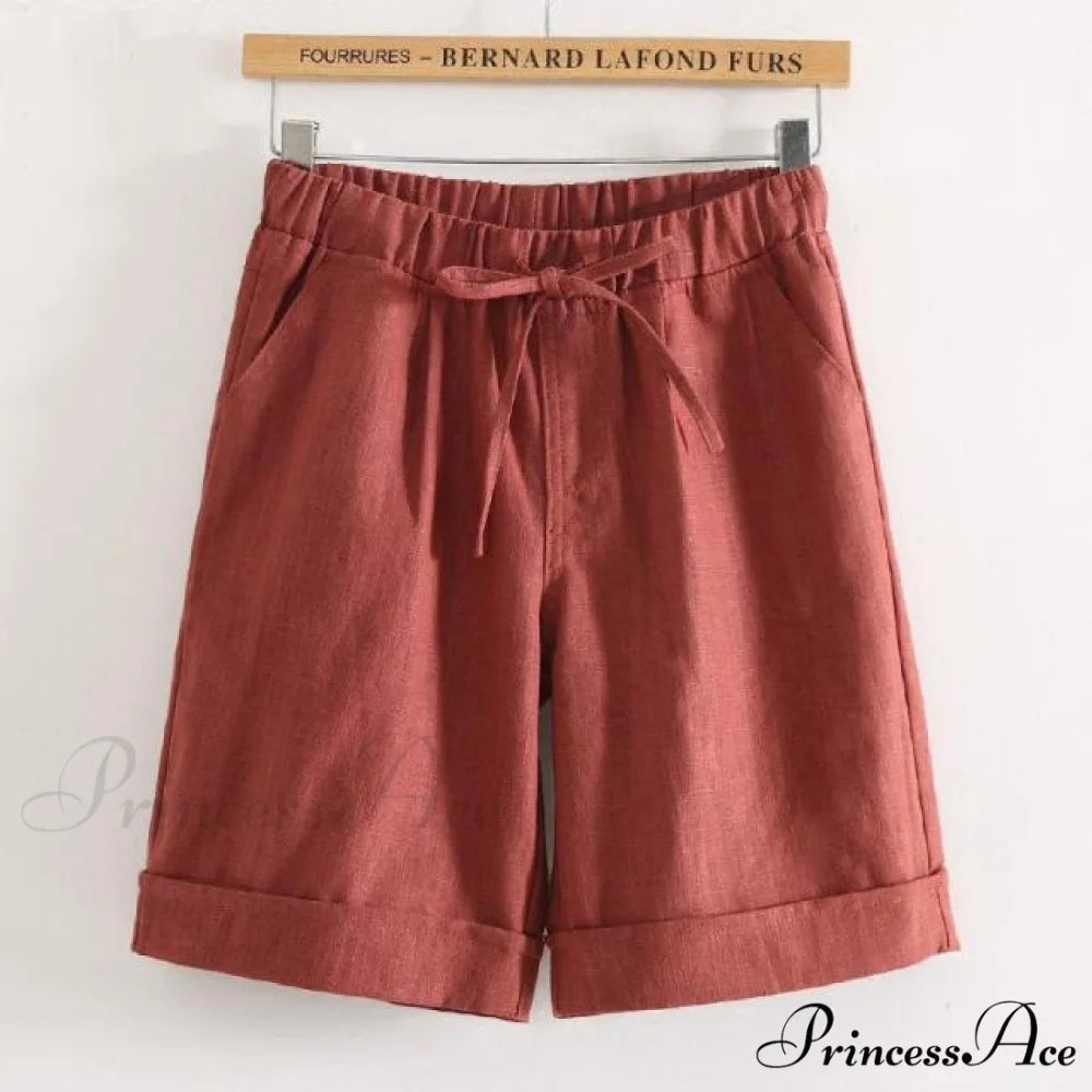 Fashion Elastic Waist Loose Shorts Red / XXL