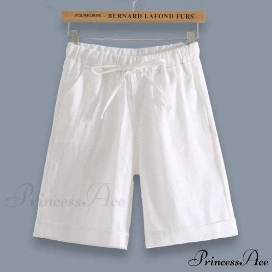 Fashion Elastic Waist Loose Shorts White / XXL