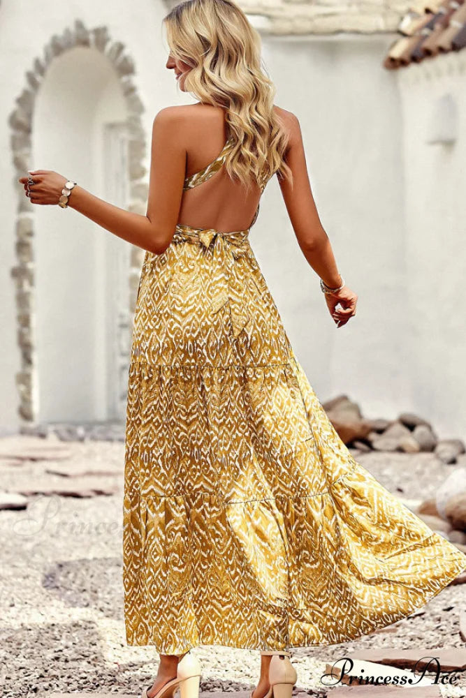 Fashion Floral Print Strapless Modern Tie Waist Casual Dress