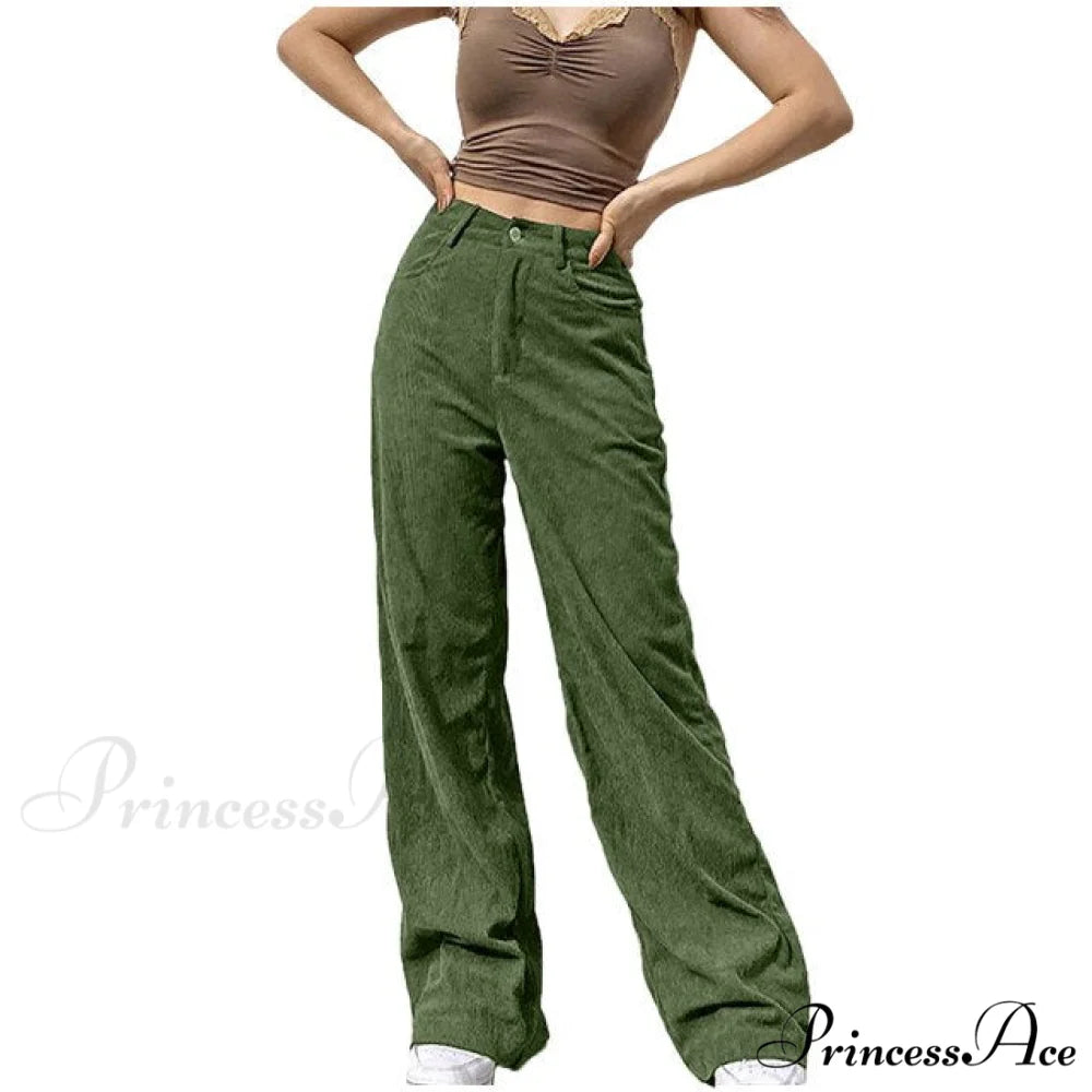 Fashion Full-length Pocket Cargo Jeans Army Green / M