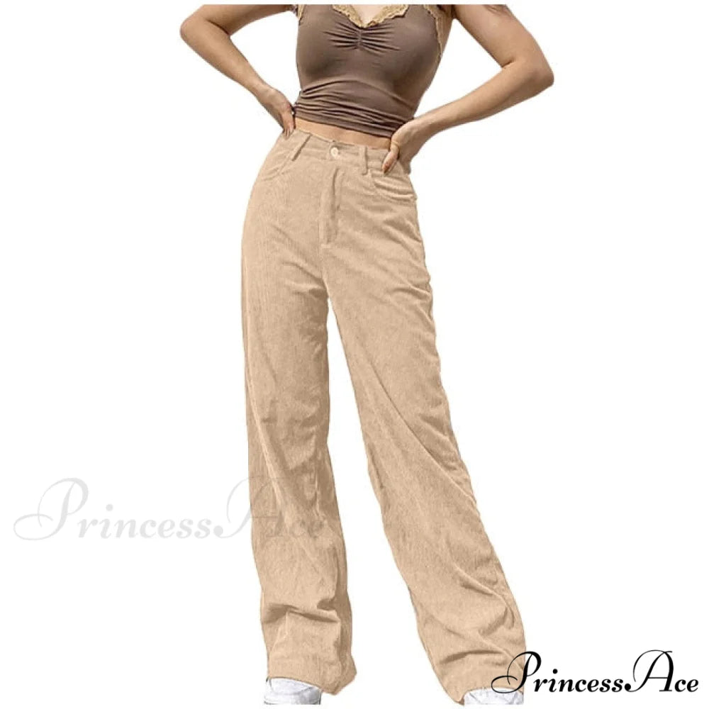 Fashion Full-length Pocket Cargo Jeans Beige / M